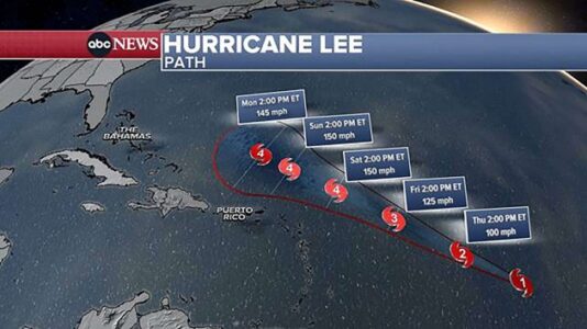 Hurricane Lee strengthens to Category 4: Projected path, maps and tracker