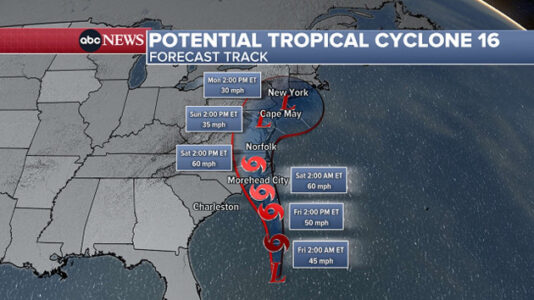 Ophelia upgraded to tropical storm as it nears North Carolina coast