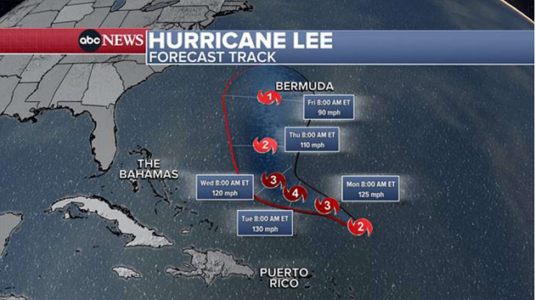 Hurricane Lee now a Category 3: Projected path, maps and tracker