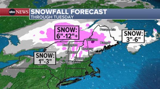 Snowstorms target New England and Pacific Northwest