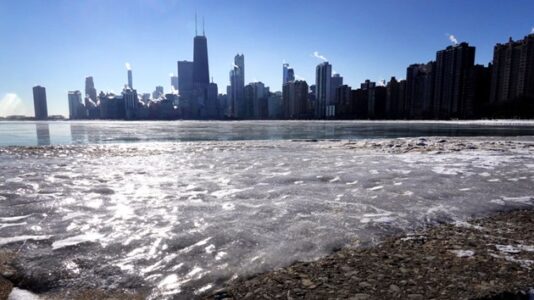 There is barely any ice in the Great Lakes due to warm winter temperatures