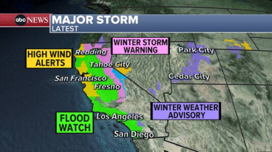 Powerful storm continues to slam California with rain, snow, wind