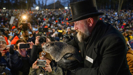 Punxsutawney Phil predicts early spring after waking up to not see his shadow on Groundhog Day