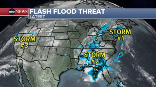 Northeast under flood watch while South braces for severe thunderstorms