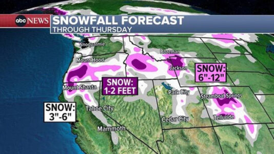 More snow hits Northwest following blizzard in California’s Sierra Nevada mountains