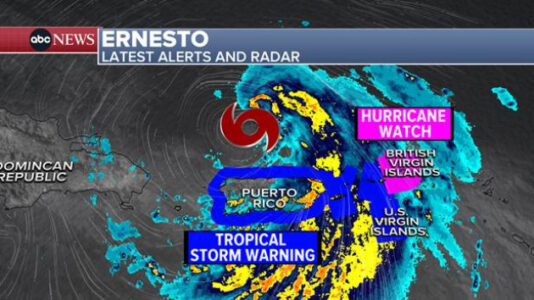 Ernesto becomes hurricane after leaving 728,000 without power in Puerto Rico