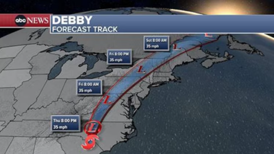 Tropical Storm Debby tracker, maps: Latest storm path