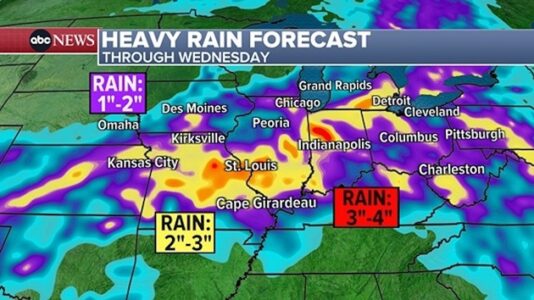 Severe storms may lead to flooding from Plains to Midwest
