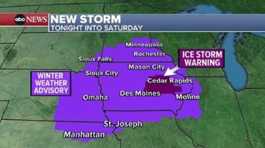 Friday weather: Ice storm warnings cover Midwest, as arctic blast slams East Coast