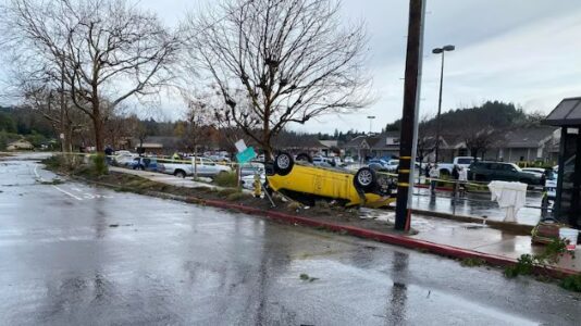 Apparent tornado in California flips cars, sends several to hospital