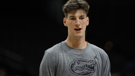 Florida’s 7-foot-9-inch player Olivier Rioux doesn’t need ladder to cut net after SEC win