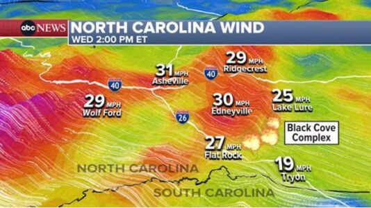 Gusty winds threaten to spread North Carolina wildfires