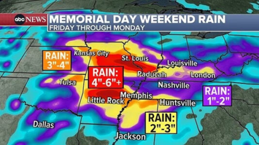 Rain and flooding could dampen Memorial Day weekend in the South