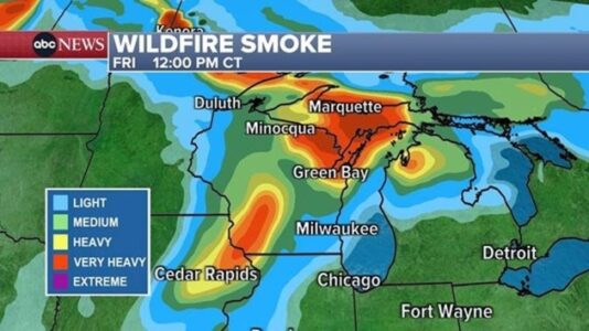 Map: US states could face unhealthy air quality due to Canada wildfires
