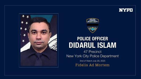 Officer killed in Manhattan shooting honored at funeral