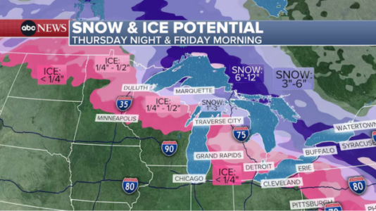 Major winter storm predicted to bring snow, ice to Midwest and Northeast